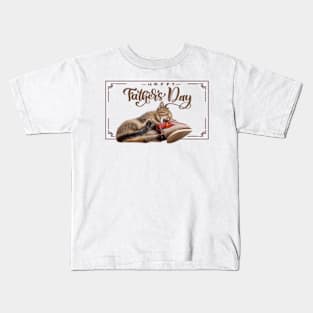 Cat eating shoe dad's day Kids T-Shirt